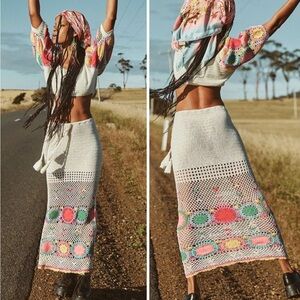 Spell and the Gypsy Let The Sunshine In Crochet Skirt NWOT M